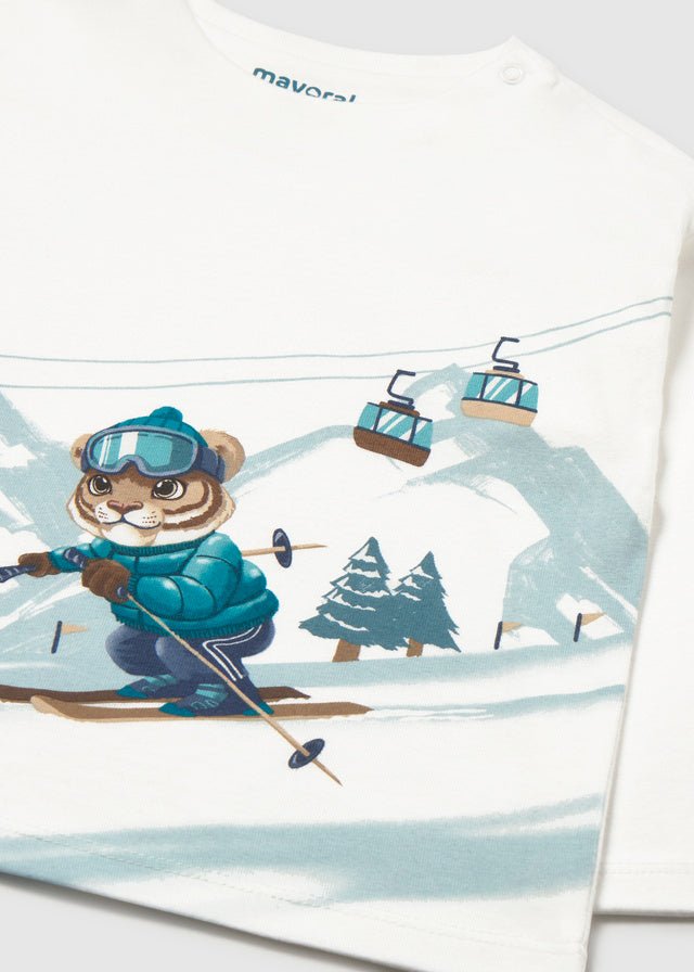 MAGLIA IN COTONE CALDO BIANCO TEMA MONTAGNA - Noi da piccoli