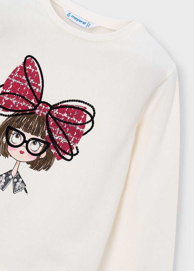 MAGLIA IN COTONE CALDO CRUDO CON BIMBA CON GLI OCCHIALI - Noi da piccoli