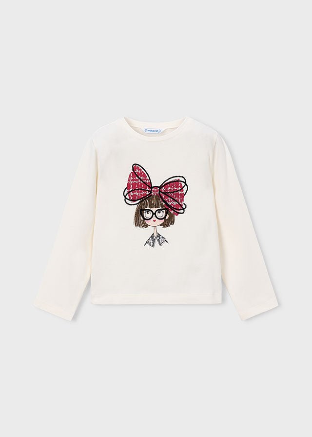 MAGLIA IN COTONE CALDO CRUDO CON BIMBA CON GLI OCCHIALI - Noi da piccoli