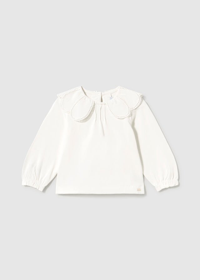 MAGLIA IN COTONE CALDO CRUDO CON COLLETTO ARROTONDATO - Noi da piccoli