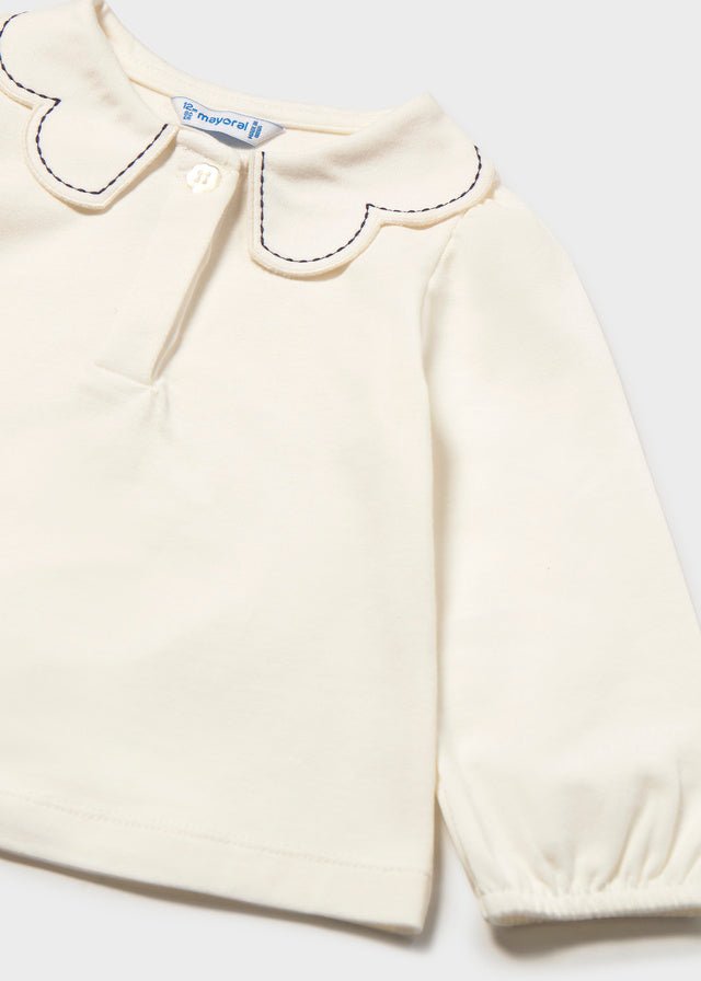 MAGLIA IN COTONE CALDO CRUDO CON COLLETTO PETER PAN - Noi da piccoli