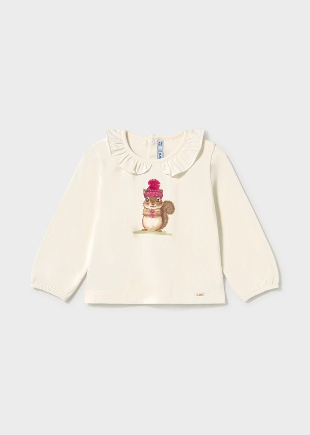 MAGLIA IN COTONE CALDO CRUDO CON SCOIATTOLO - Noi da piccoli