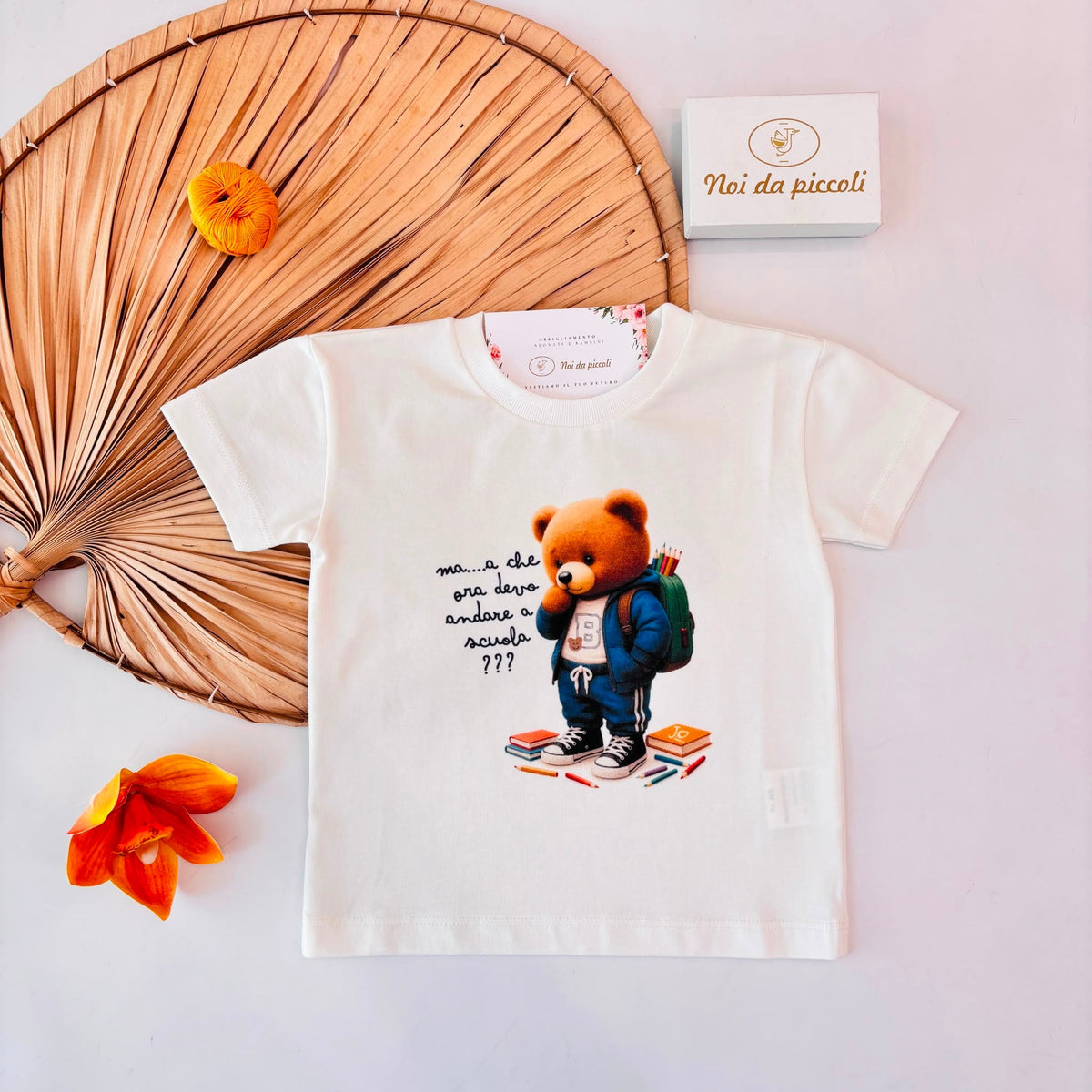 MAGLIA vado a scuola cotone PANNA - Noi da piccoli