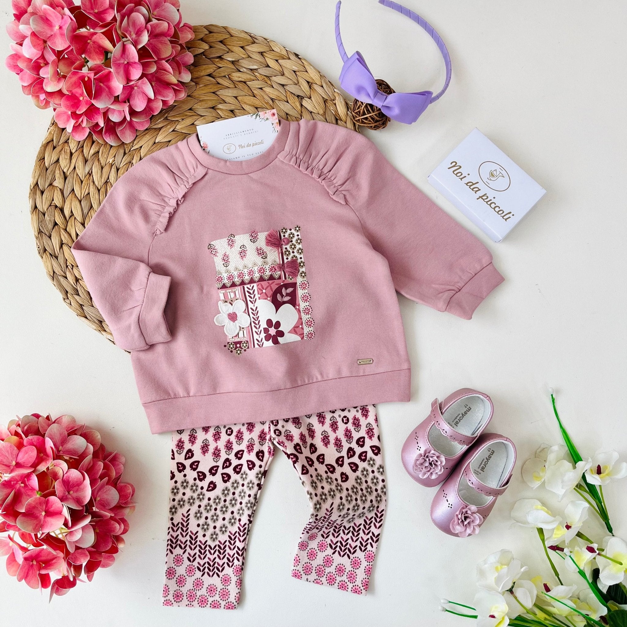 MAGLIAROSA CON LEGGINS ROSA E FOGLIE - Noi da piccoli