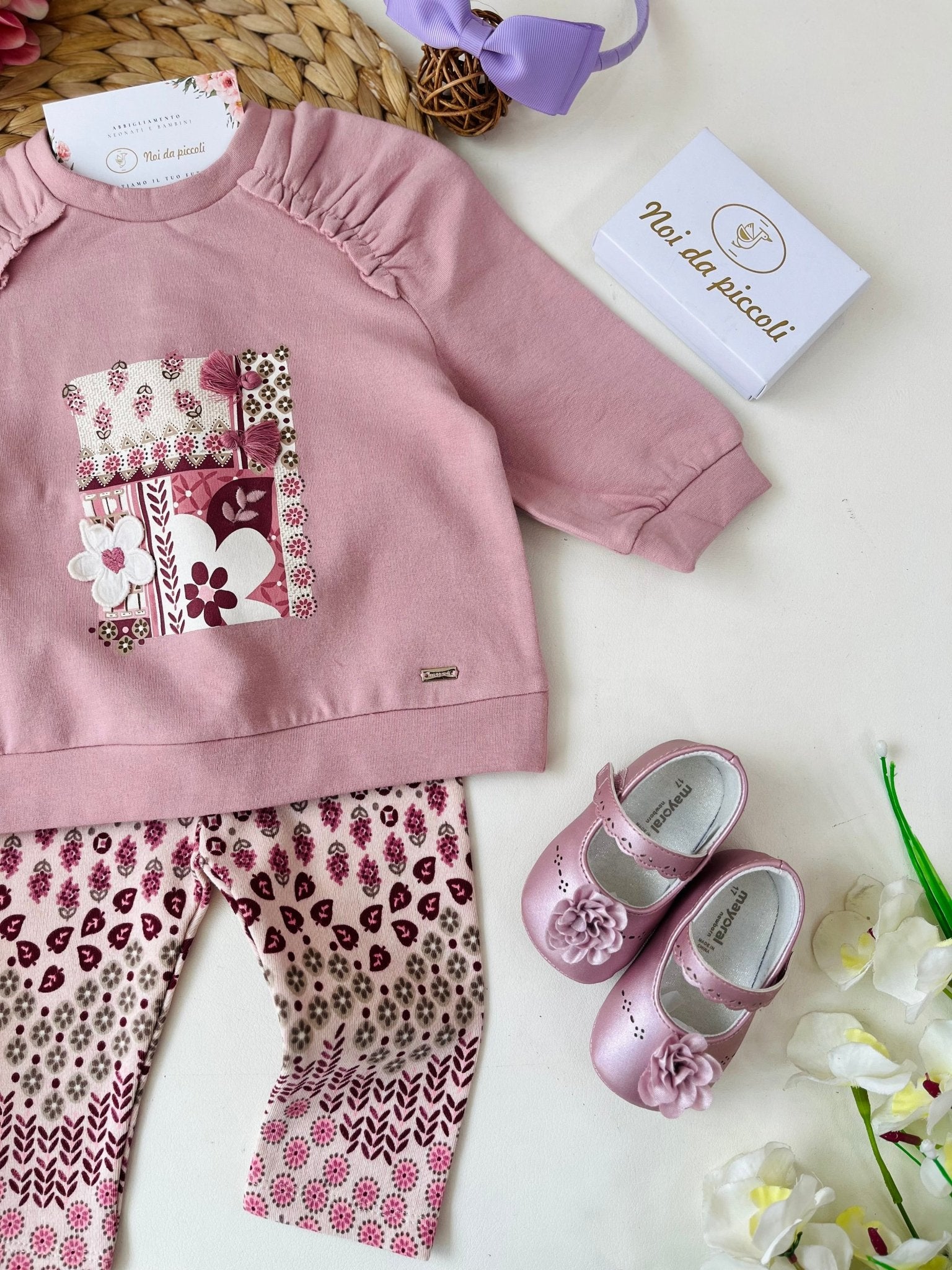 MAGLIAROSA CON LEGGINS ROSA E FOGLIE - Noi da piccoli