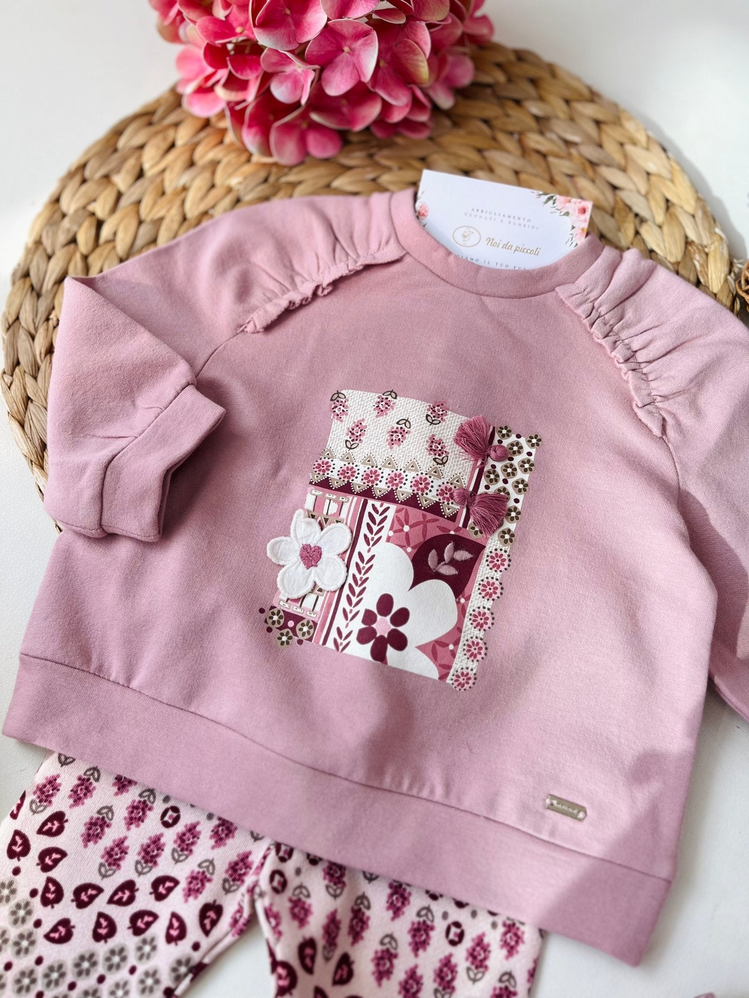 MAGLIAROSA CON LEGGINS ROSA E FOGLIE - Noi da piccoli