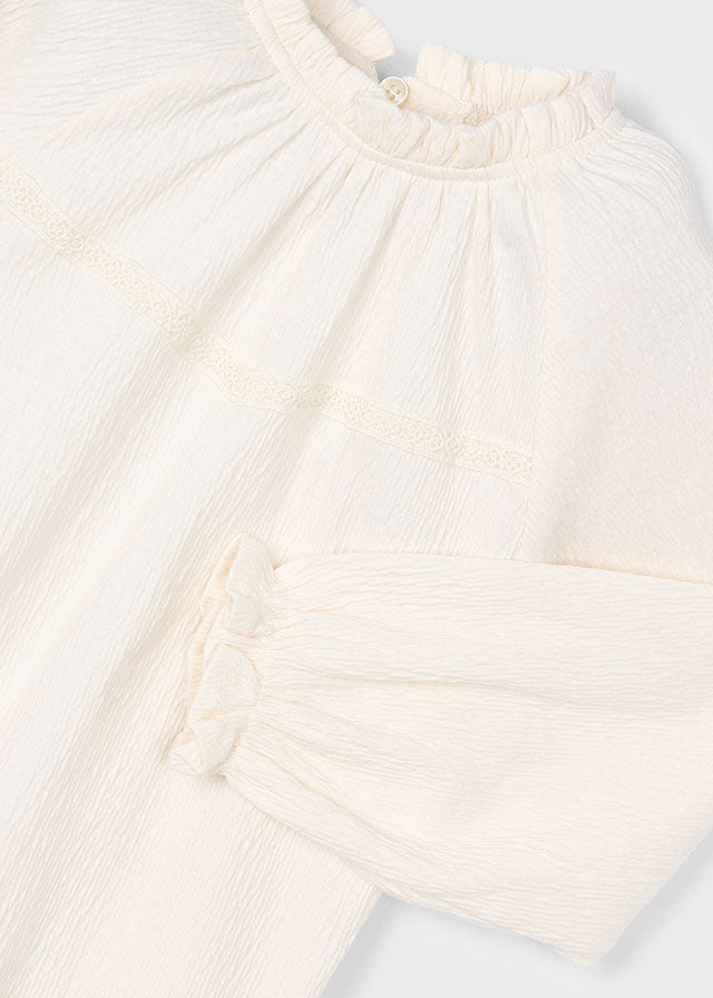 MAGLIETTA CON RICCIO E VOILAT PANNA - Noi da piccoli