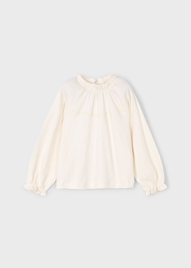 MAGLIETTA CON RICCIO E VOILAT PANNA - Noi da piccoli