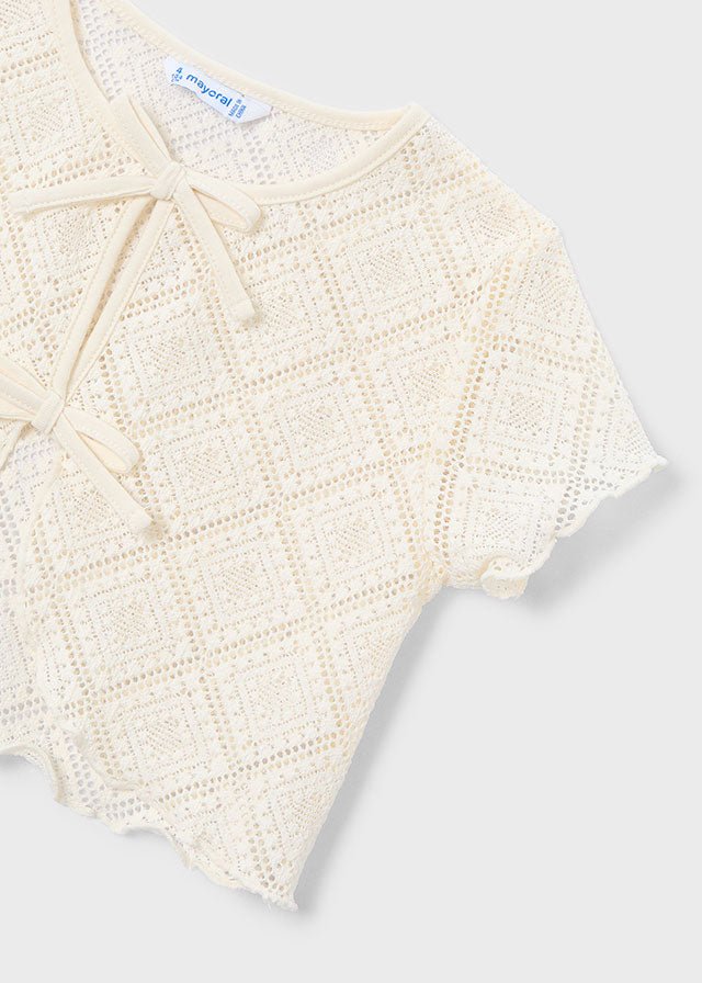 MAGLIETTINA CON CANOTTA UNCINETTO CREMA - Noi da piccoli