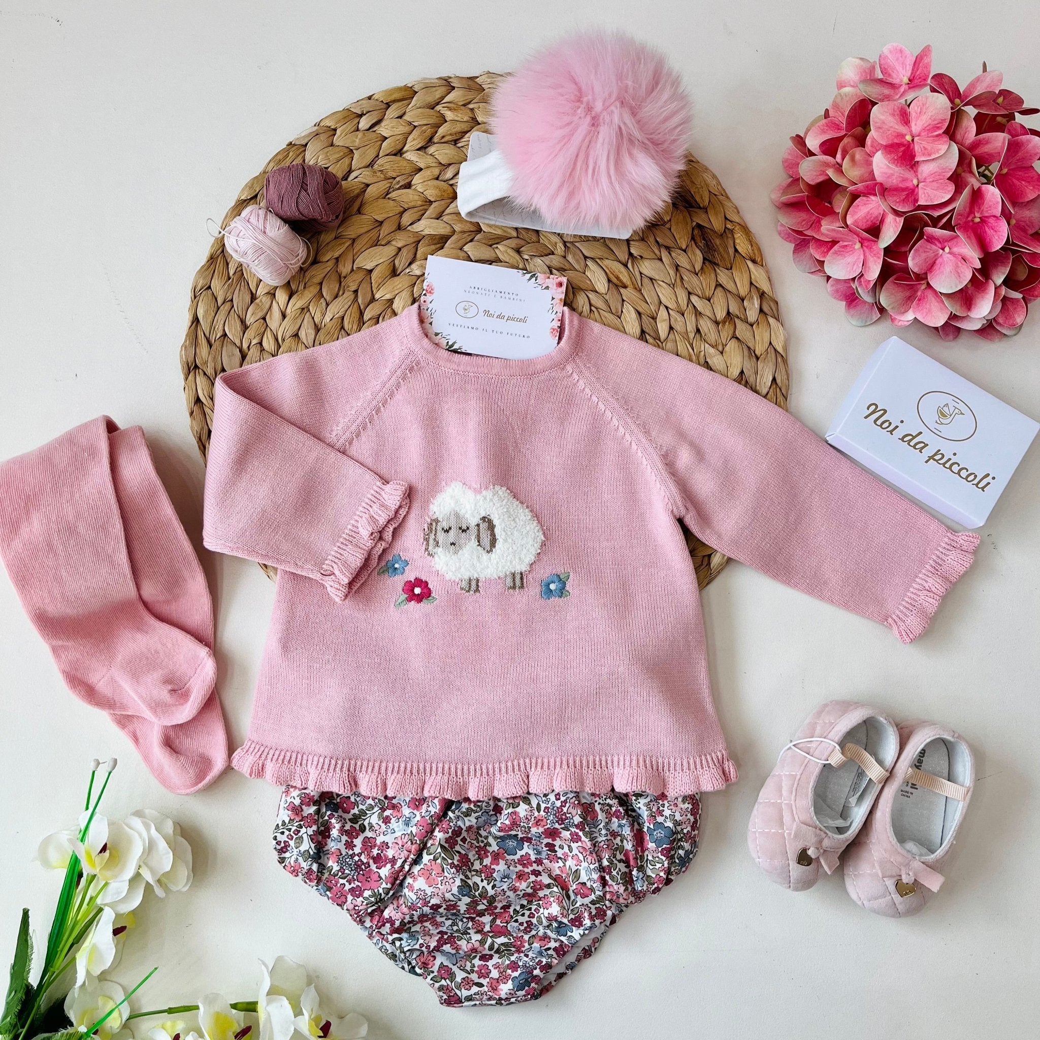 MAGLIETTINA CON CULOTTE E COLLANT ROSA BABY - Noi da piccoli