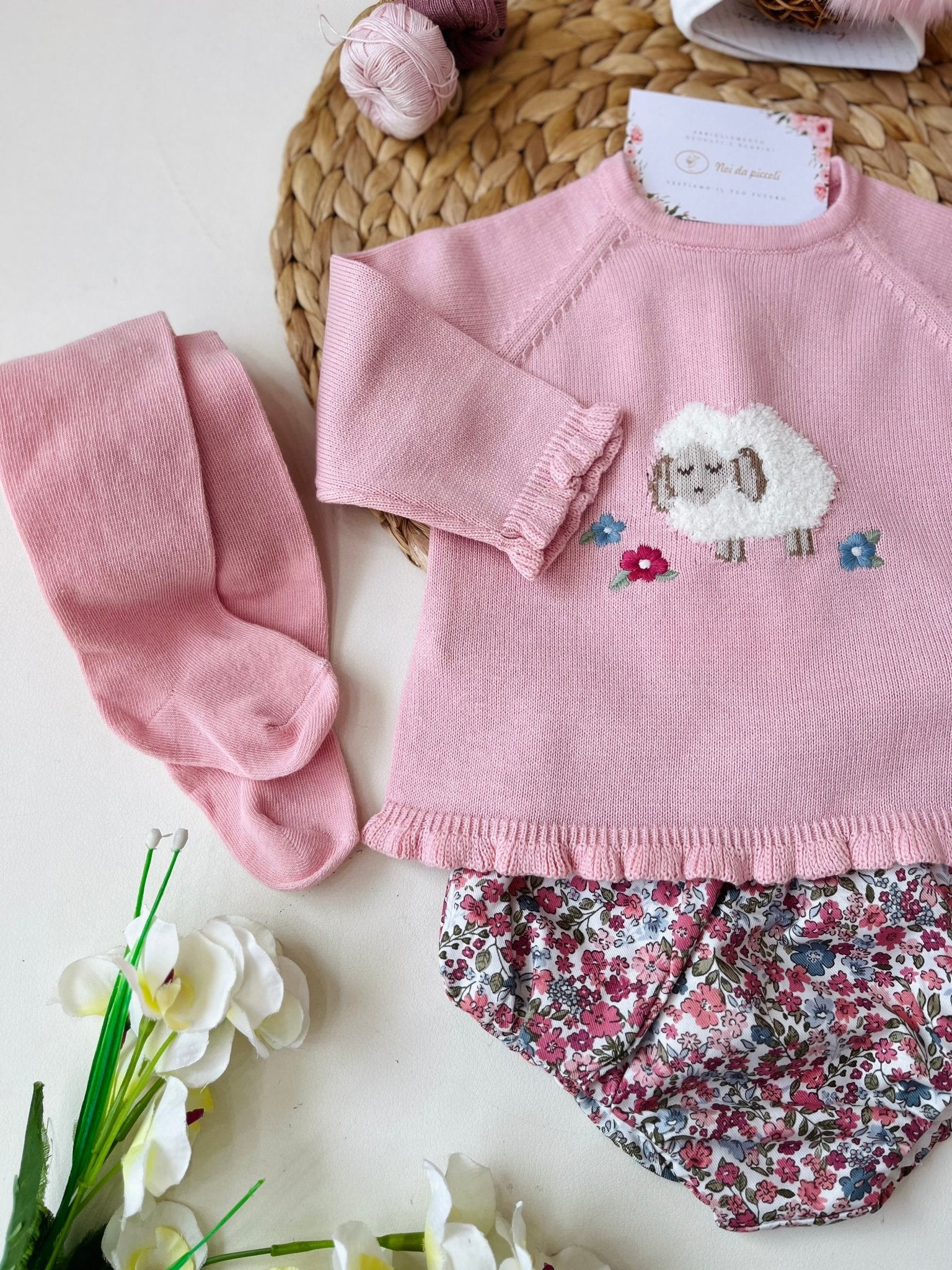 MAGLIETTINA CON CULOTTE E COLLANT ROSA BABY - Noi da piccoli