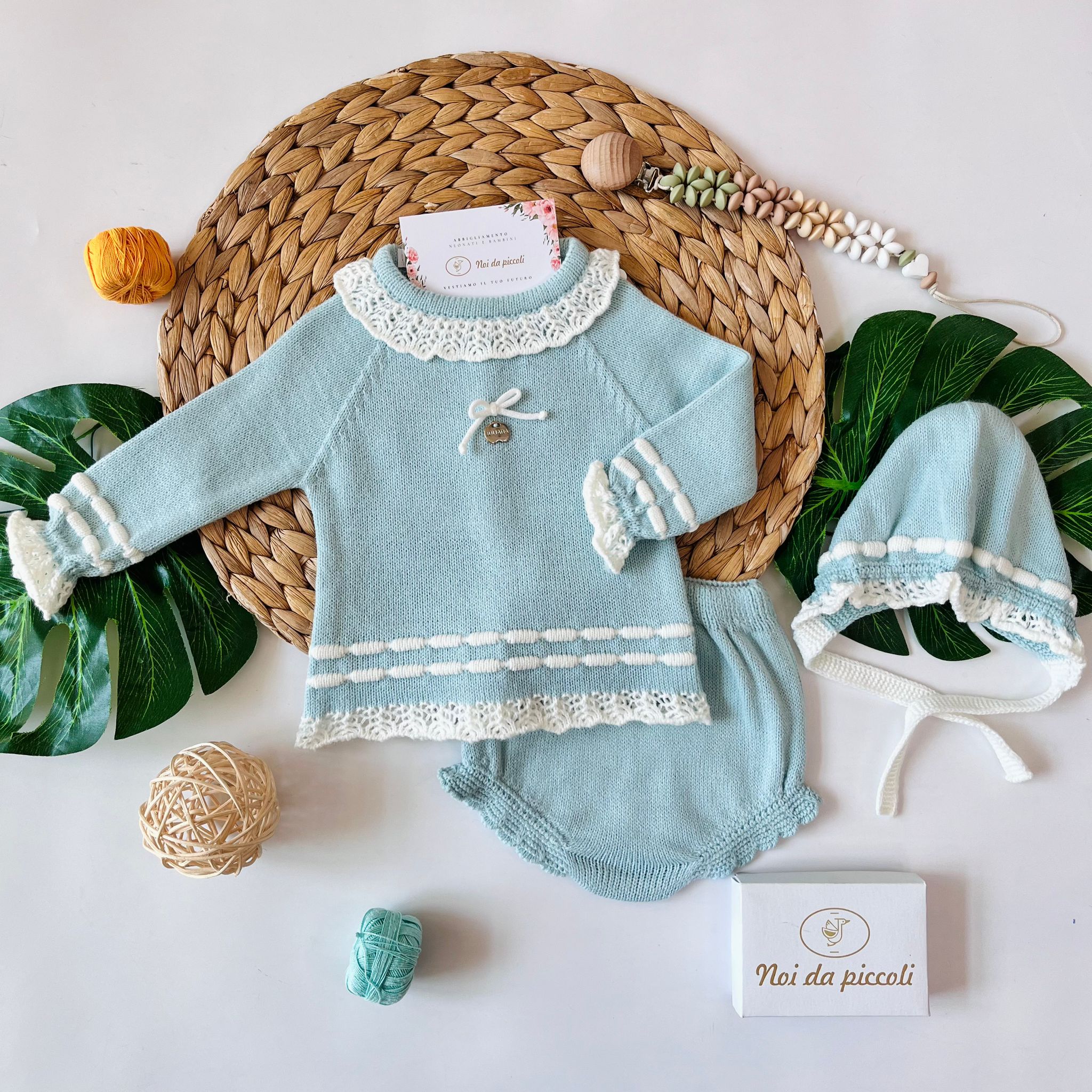 MAGLIETTINA CON CULOTTINA E CUFFIA 100% ACRILICO AGATEA - Noi da piccoli