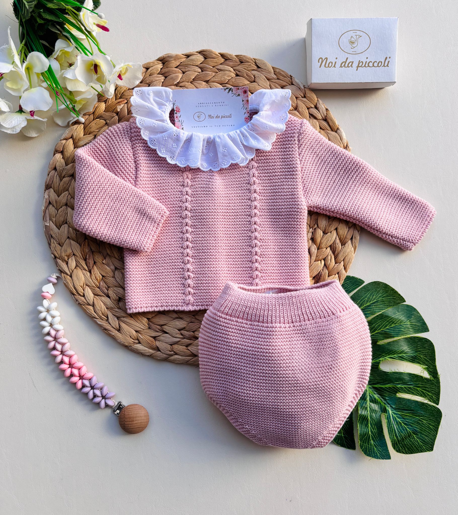 MAGLIETTINA CON CULOTTINA FILATO CALDO ROSADO - Noi da piccoli