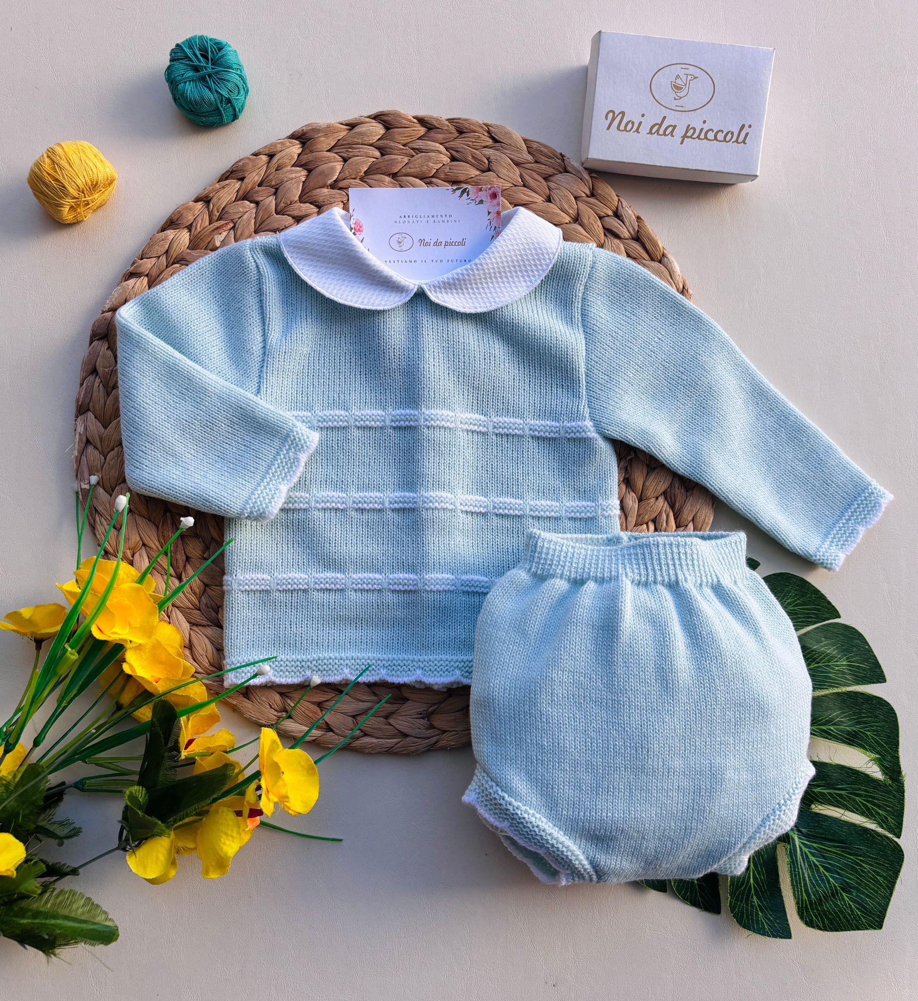 MAGLIETTINA CON CULOTTINA FILATO CALDO VERDE MENTA - Noi da piccoli