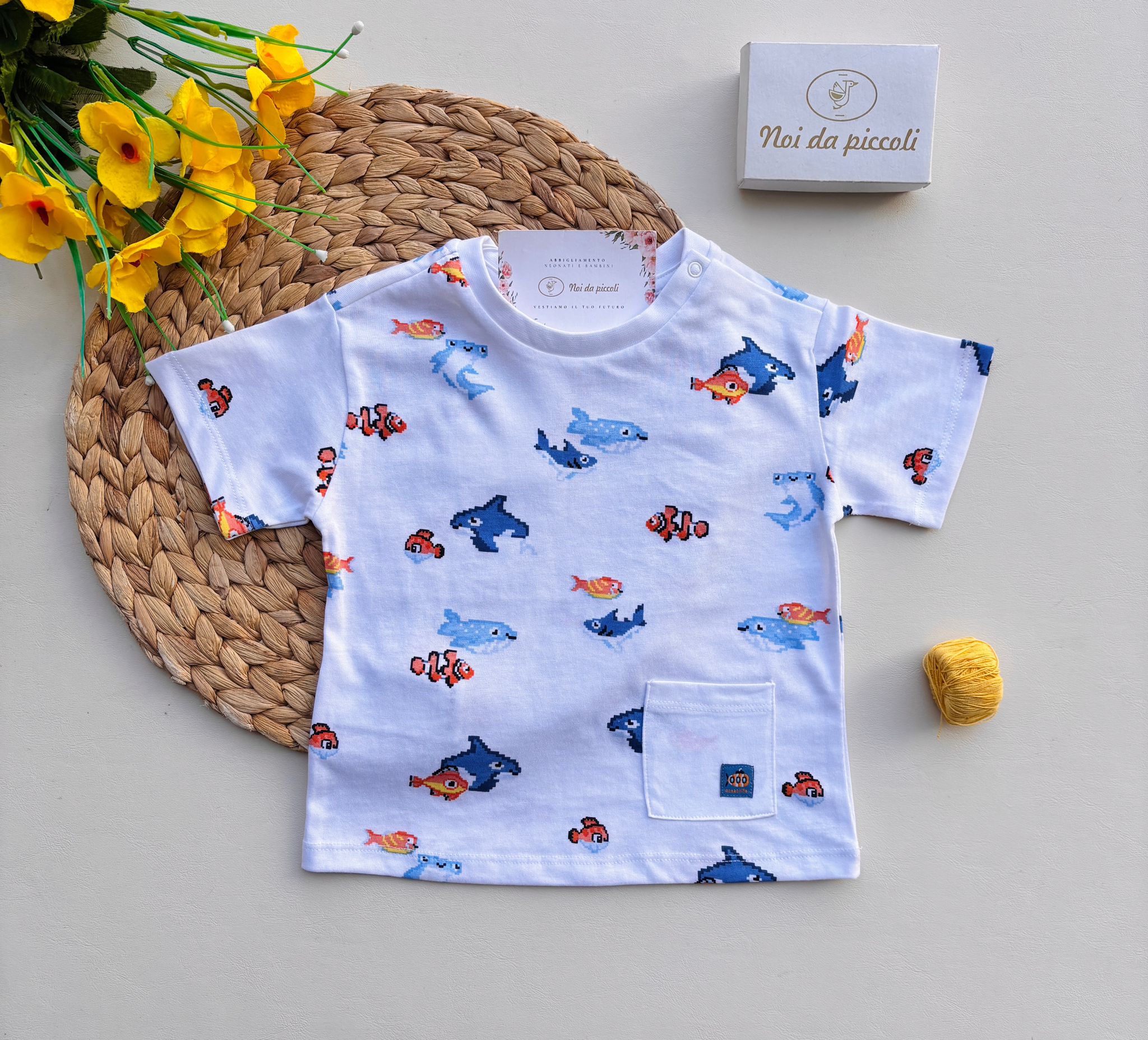 MAGLIETTINA IN COTONE BIANCO - Noi da piccoli