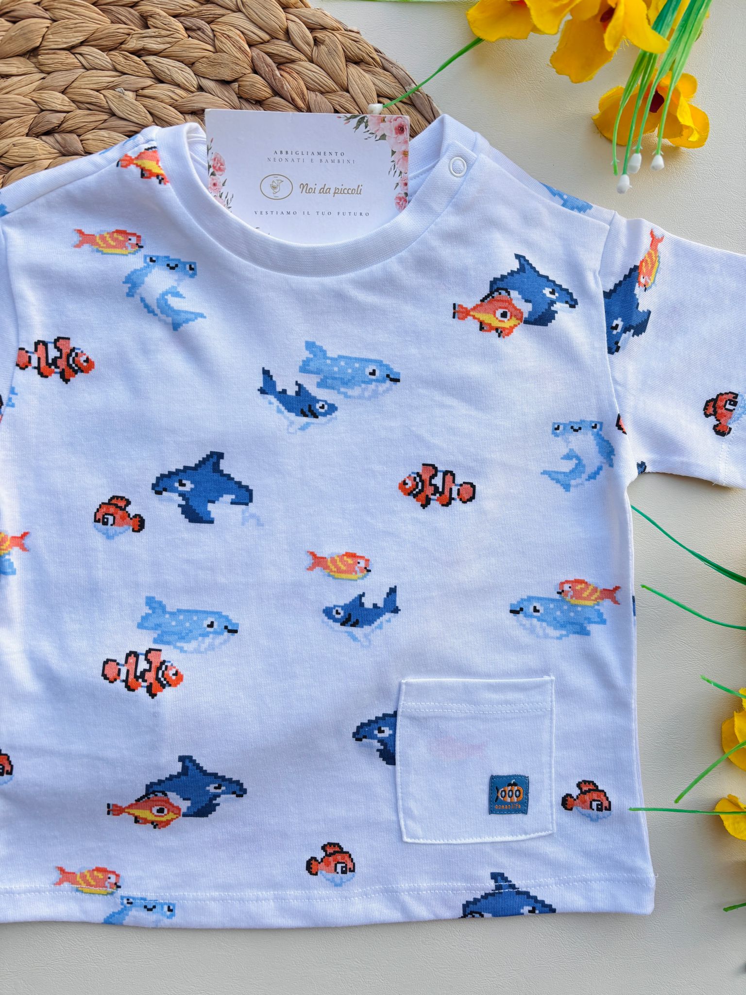 MAGLIETTINA IN COTONE BIANCO - Noi da piccoli