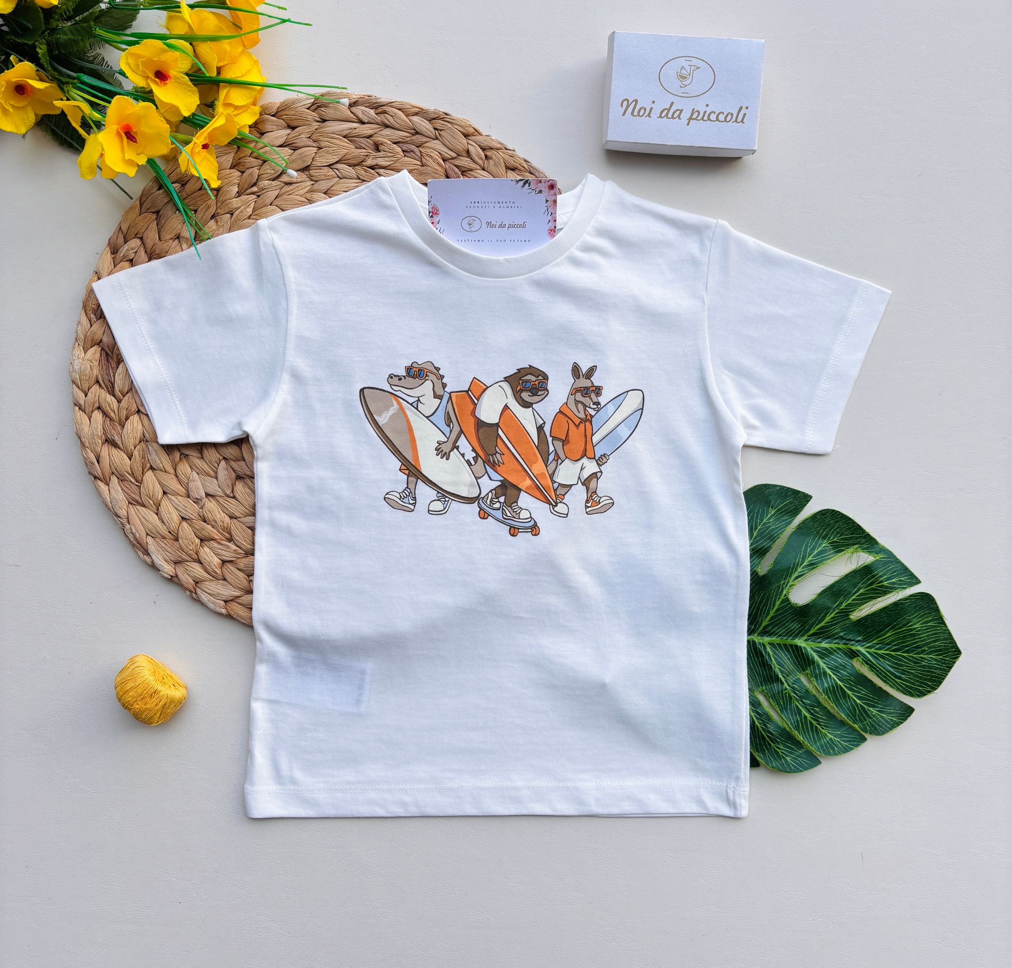 MAGLIETTINA IN COTONE BIANCO - Noi da piccoli