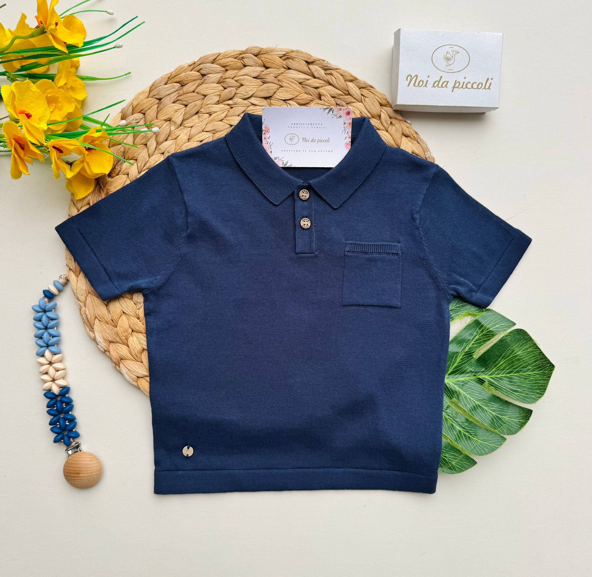 MAGLIETTINA IN COTONE BLU - Noi da piccoli