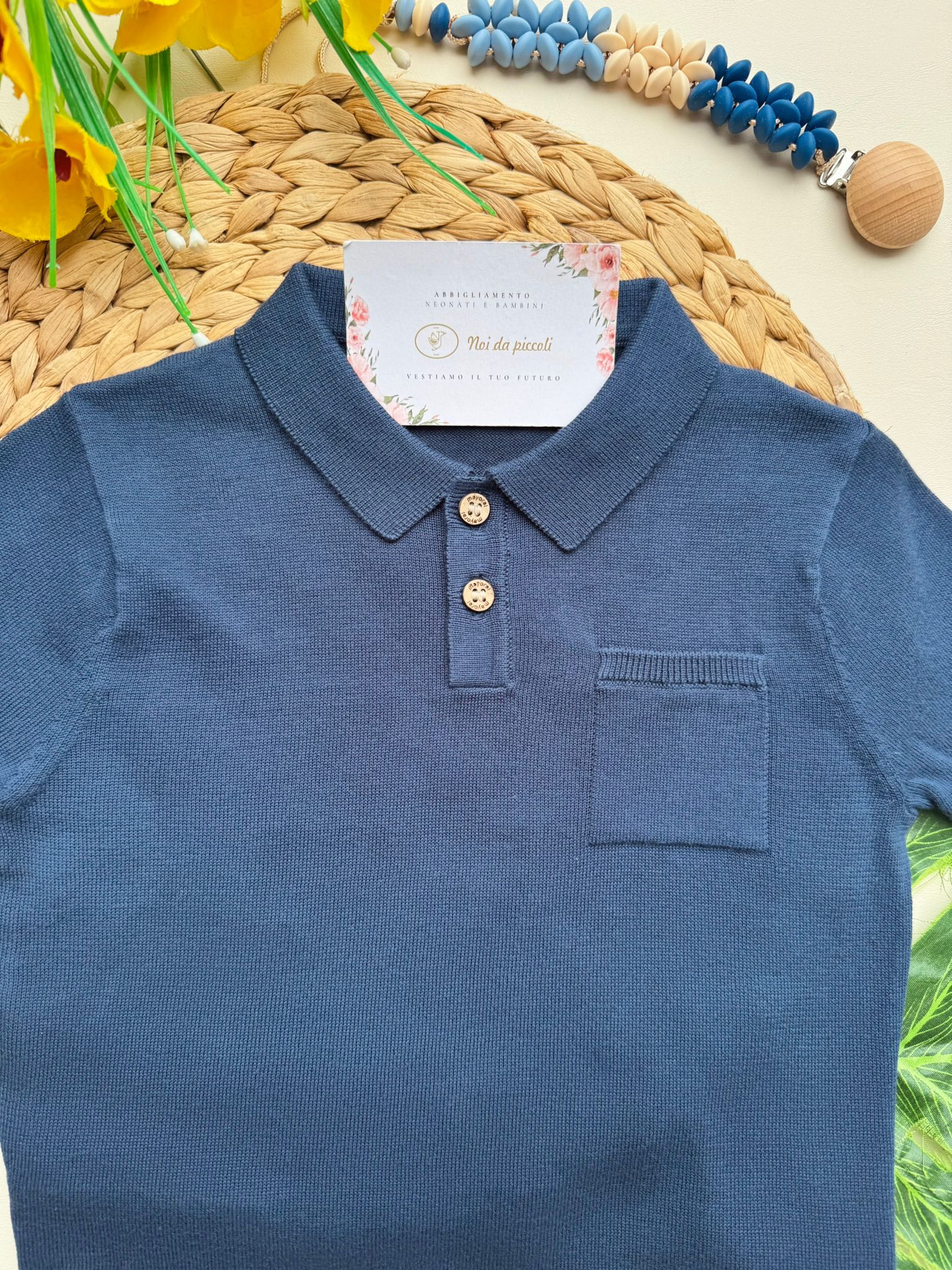 MAGLIETTINA IN COTONE BLU - Noi da piccoli