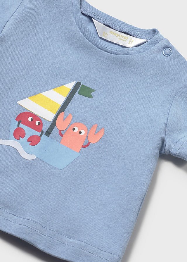 MAGLIETTINA IN COTONE CON COSTUMINO ANIMALINI MARINI E CAPPELLINO ABBINATO avion - Noi da piccoli