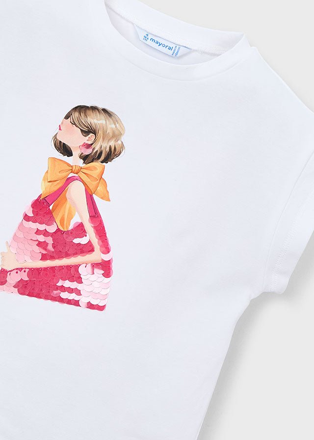 MAGLIETTINA IN COTONE CON DISEGNINO BIANCO - Noi da piccoli