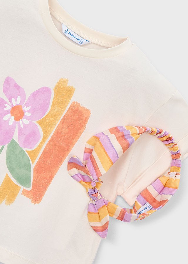 MAGLIETTINA IN COTONE CON FASCIA CREMA - Noi da piccoli