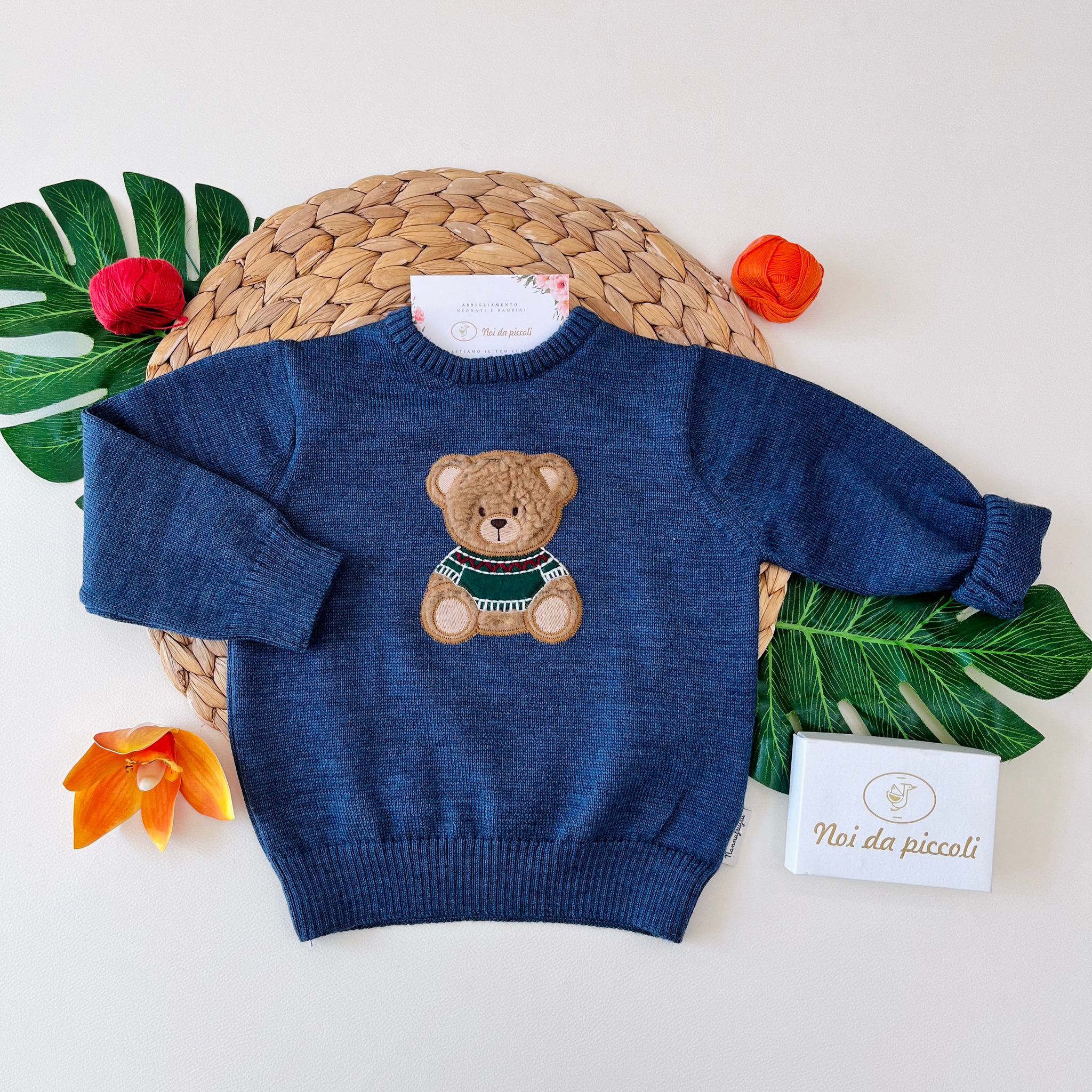 MAGLIONCINO 100% PURA LANA MERINO EXTRAFINE DENIM - Noi da piccoli