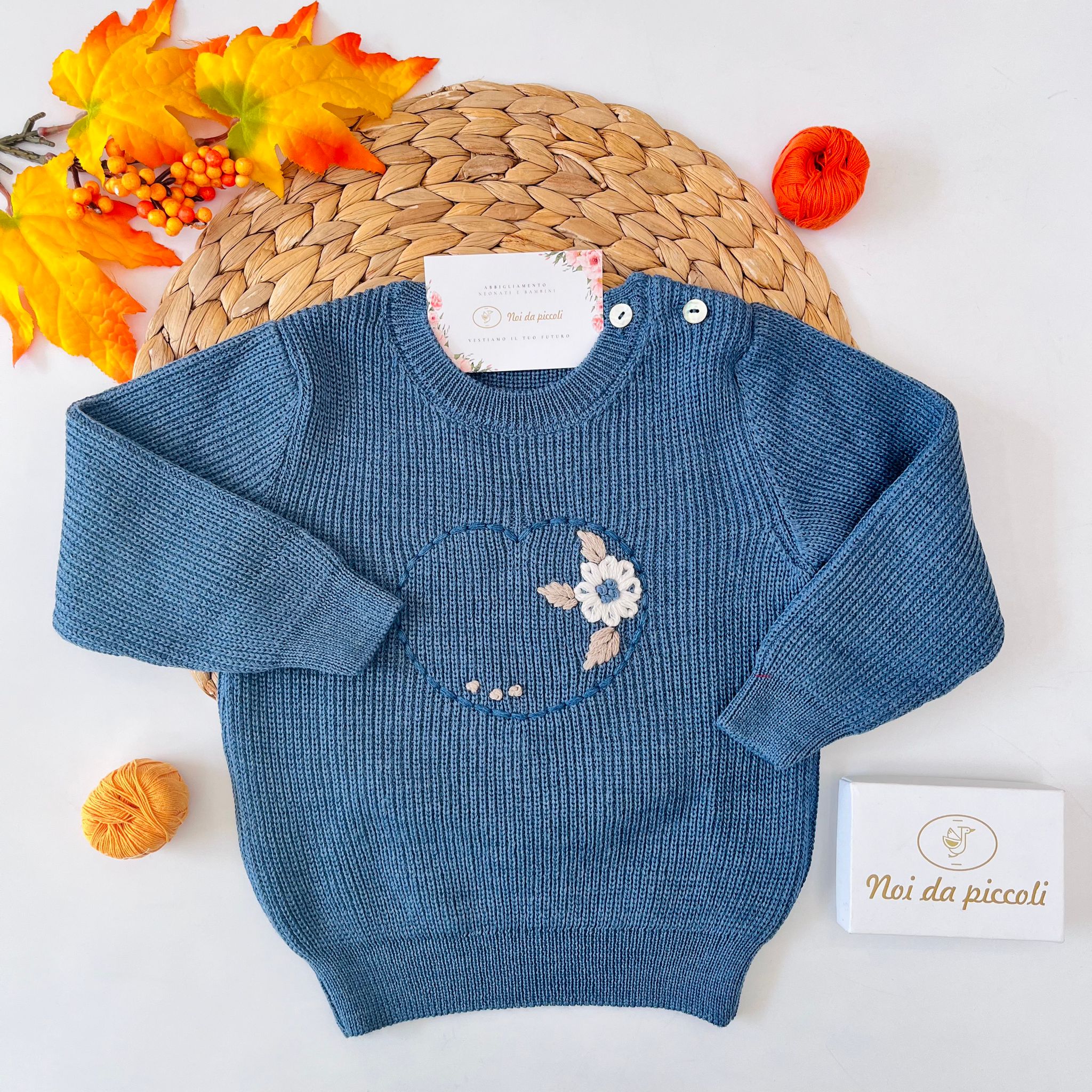 MAGLIONCINO A COSTE COTONE CALDO NAVY - Noi da piccoli