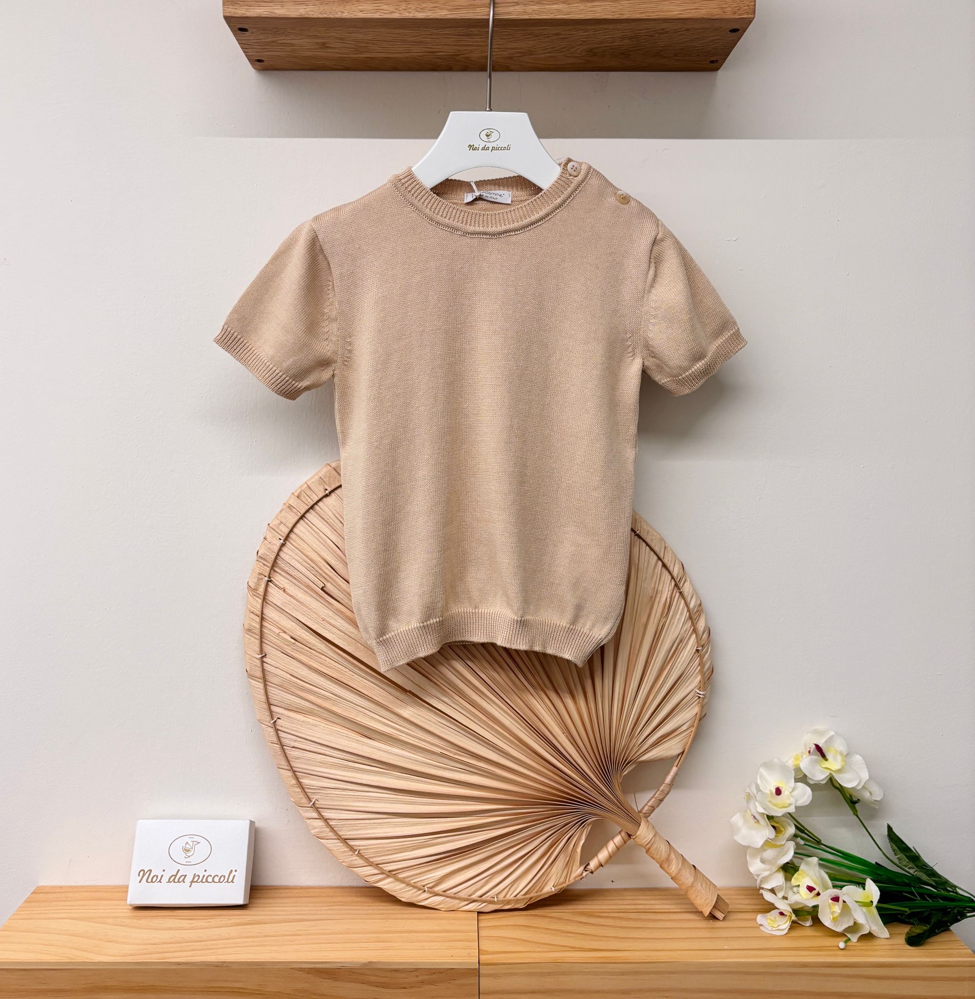 MAGLIONCINO A MANICA CORTA BEIGE - Noi da piccoli