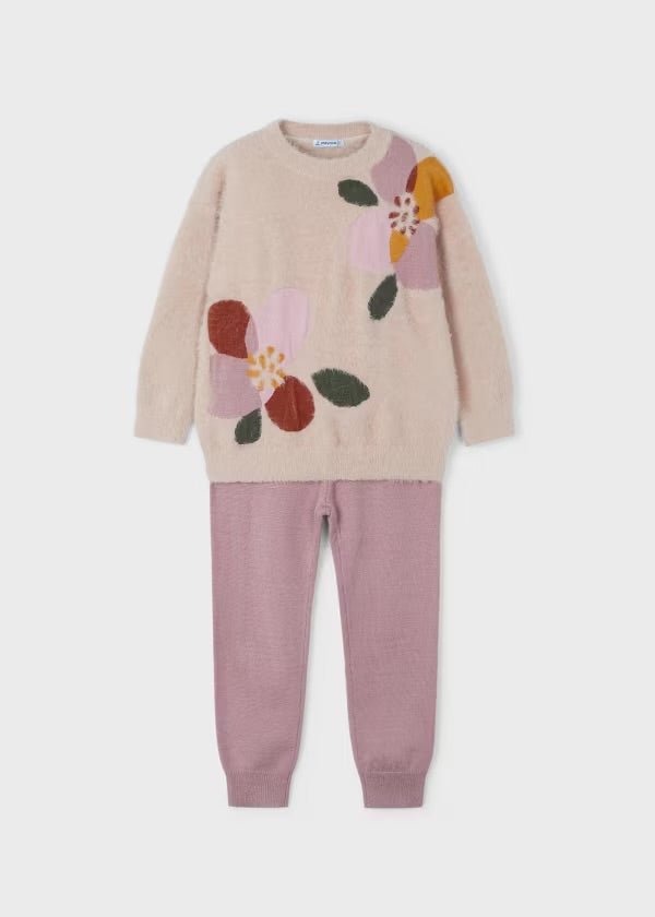 MAGLIONCINO CON PANTALONE CONFORT ROSA - Noi da piccoli