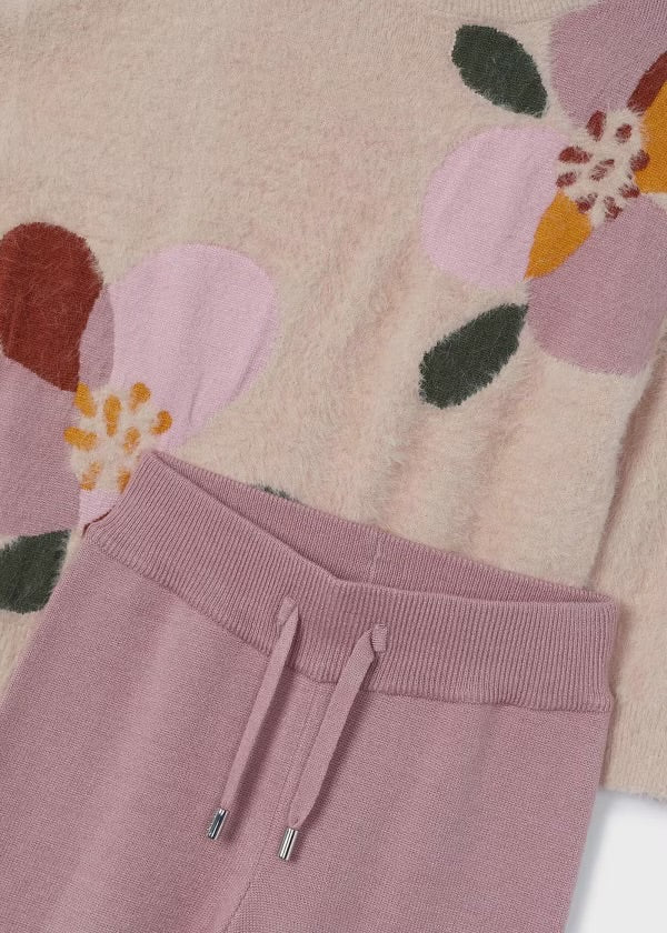 MAGLIONCINO CON PANTALONE CONFORT ROSA - Noi da piccoli