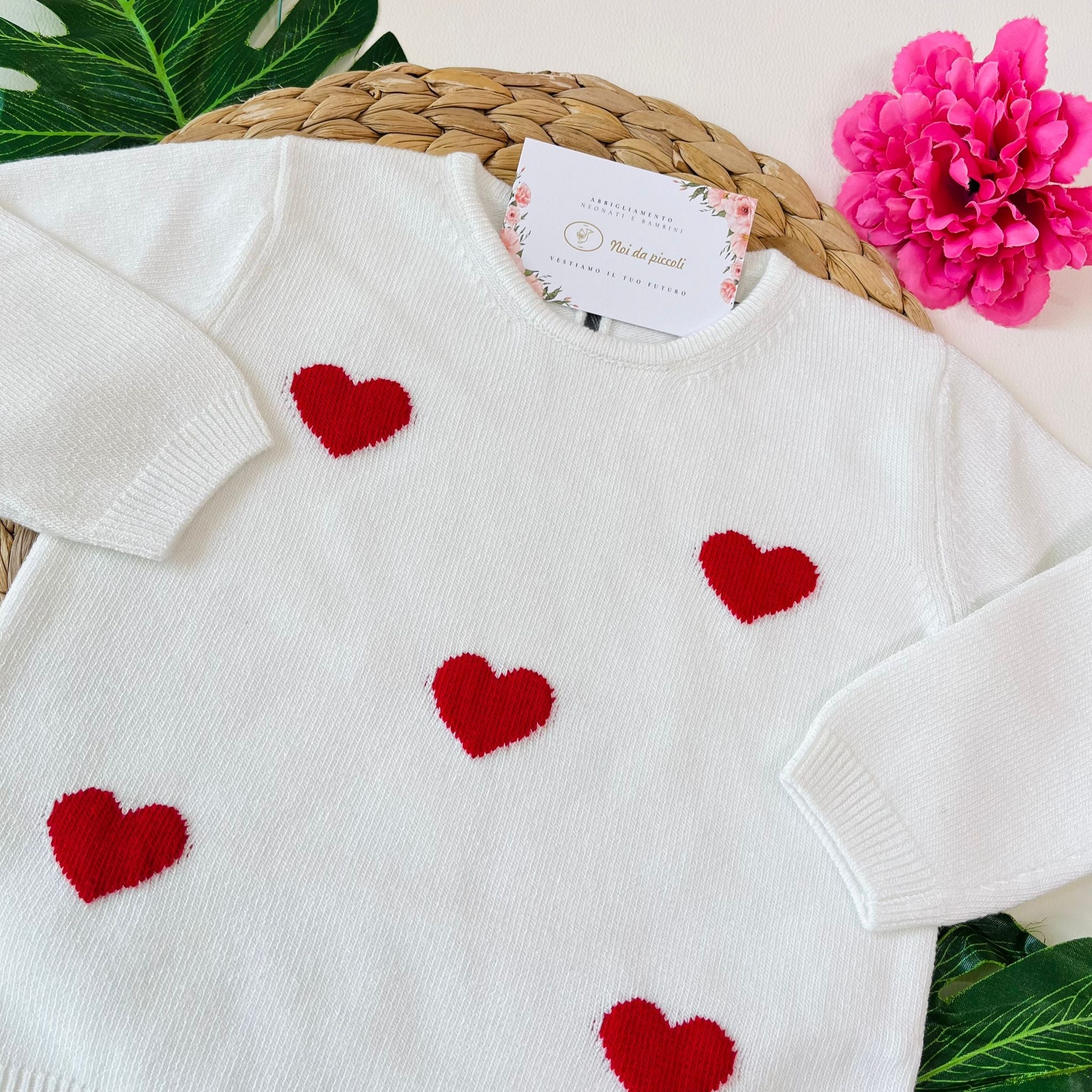 MAGLIONCINO CUORICINI PANNA - Noi da piccoli