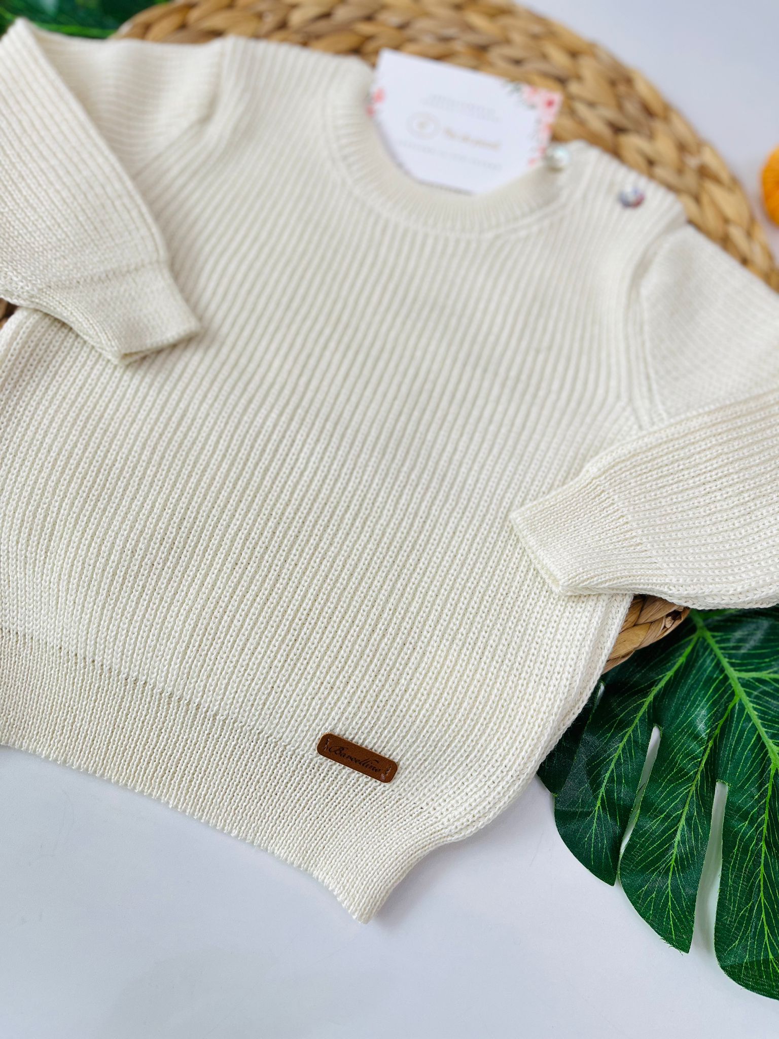 MAGLIONCINO GIRO COLLO LANA IN VERGINE PANNA - Noi da piccoli