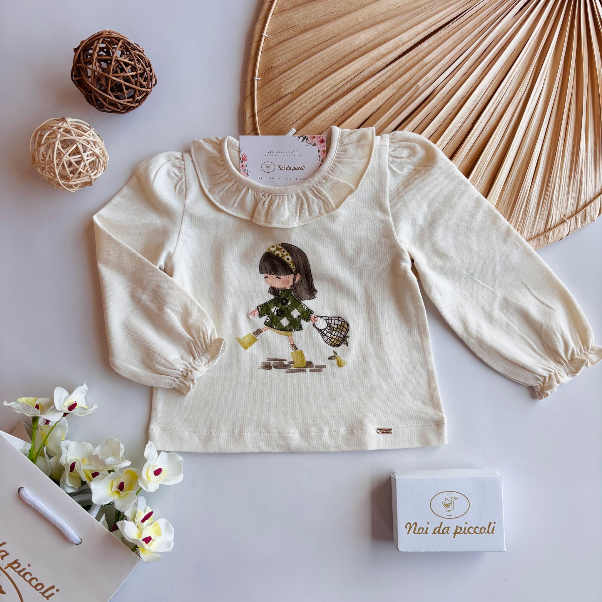 MAGLIONCINO IN CALDO COTONE CON DISEGNINI PANNA - Noi da piccoli