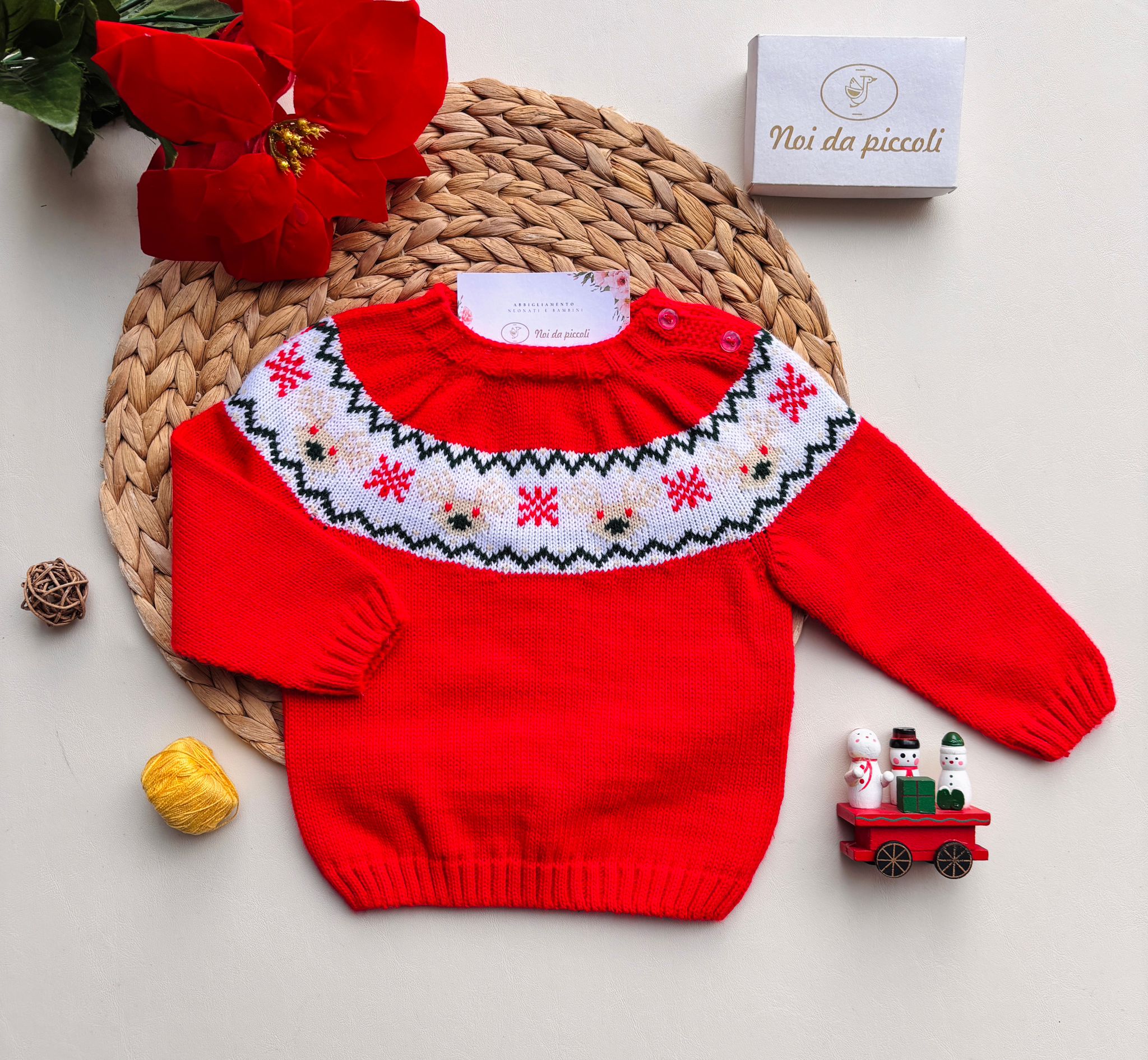 MAGLIONCINO NAVIDAD FILATO CALDO ROSSO - Noi da piccoli