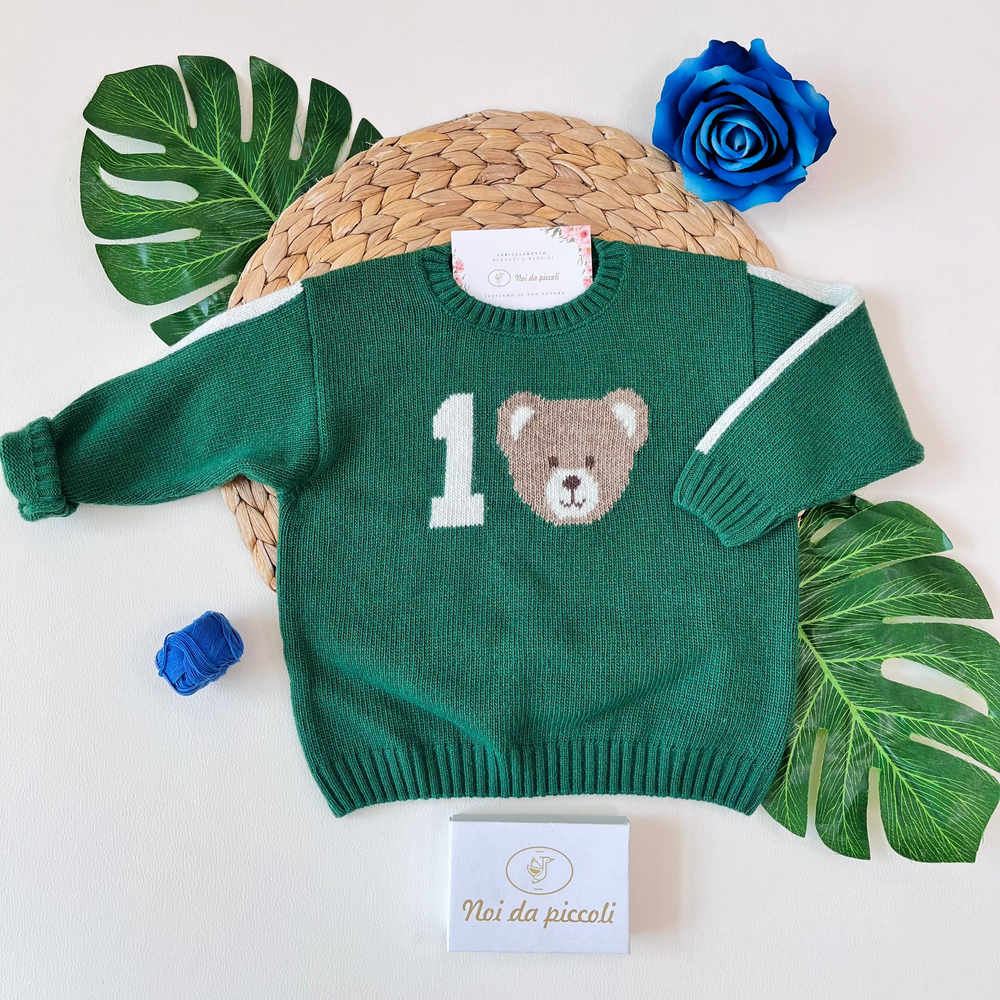 MAGLIONCINO ONE LANA E CASHMERE VERDE - Noi da piccoli