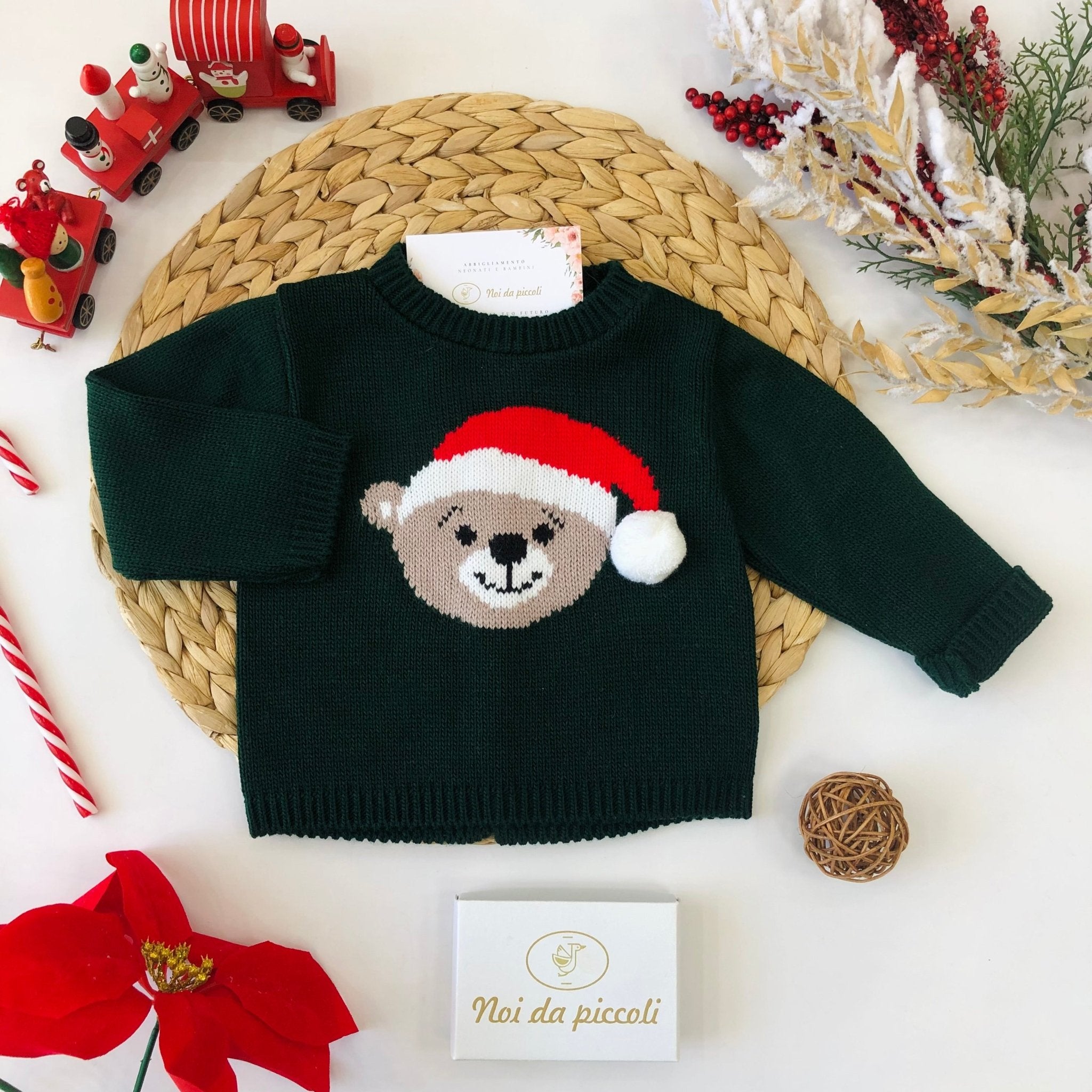 MAGLIONCINO VERDE ORSO NAVIDAD - Noi da piccoli