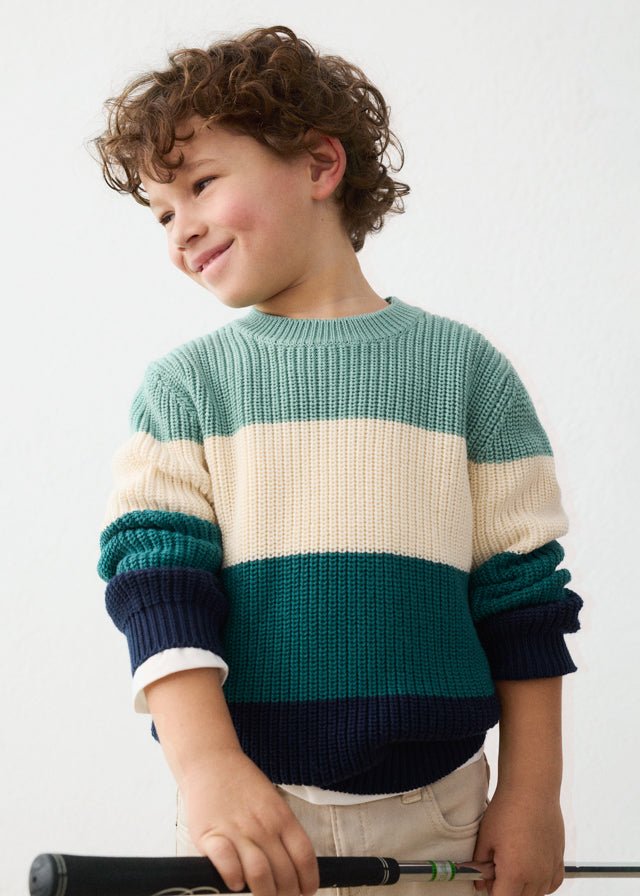 MAGLIONE A STRISCE IN FILATO CALDO VERDE - Noi da piccoli