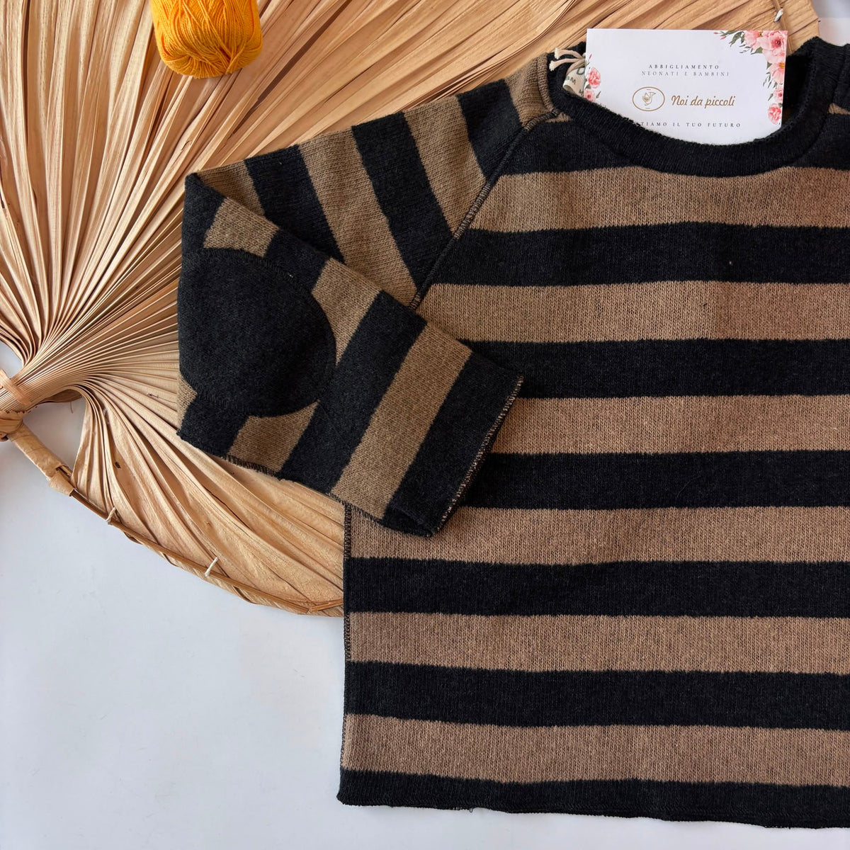 MAGLIONE IN COTONE CALDO CAMMELLO con strisce - Noi da piccoli
