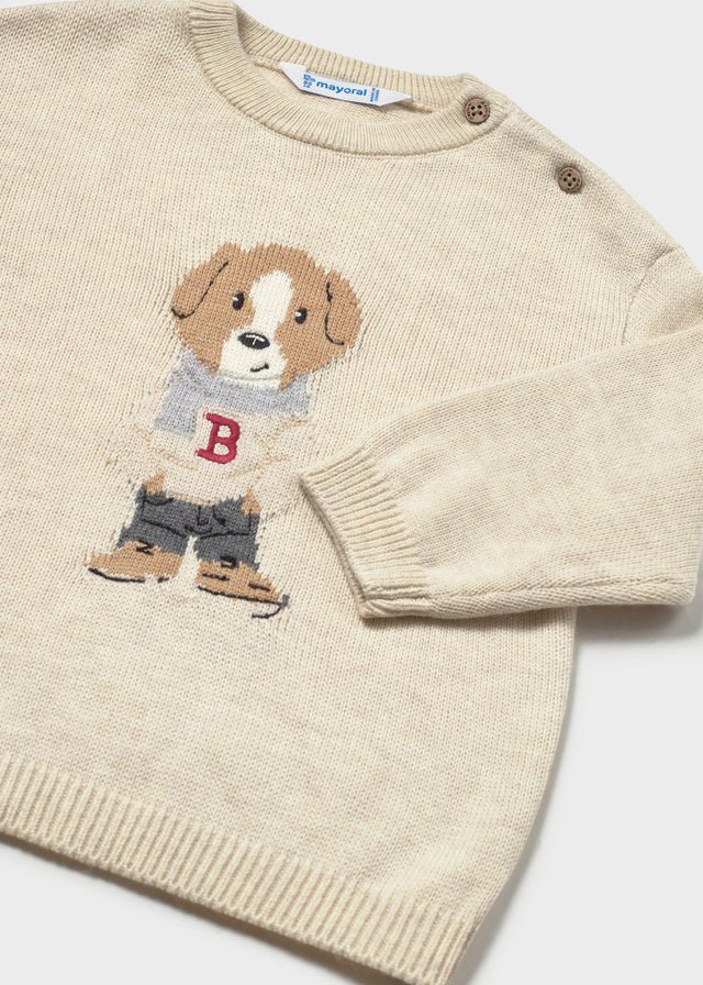Maglione in Filato Caldo Beige con Cagnolino Mayoral - dettaglio 1