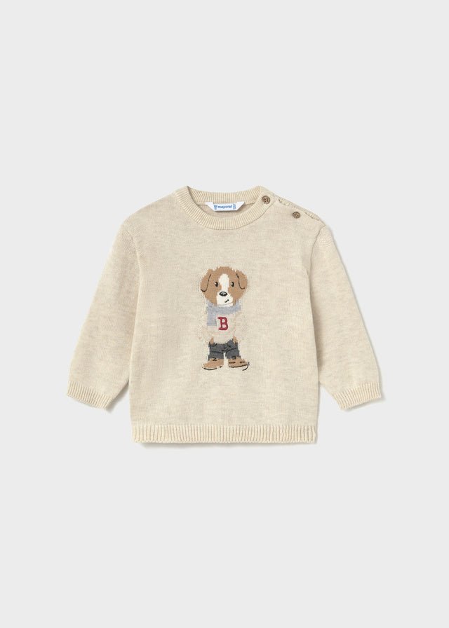Maglione in Filato Caldo Beige con Cagnolino Mayoral