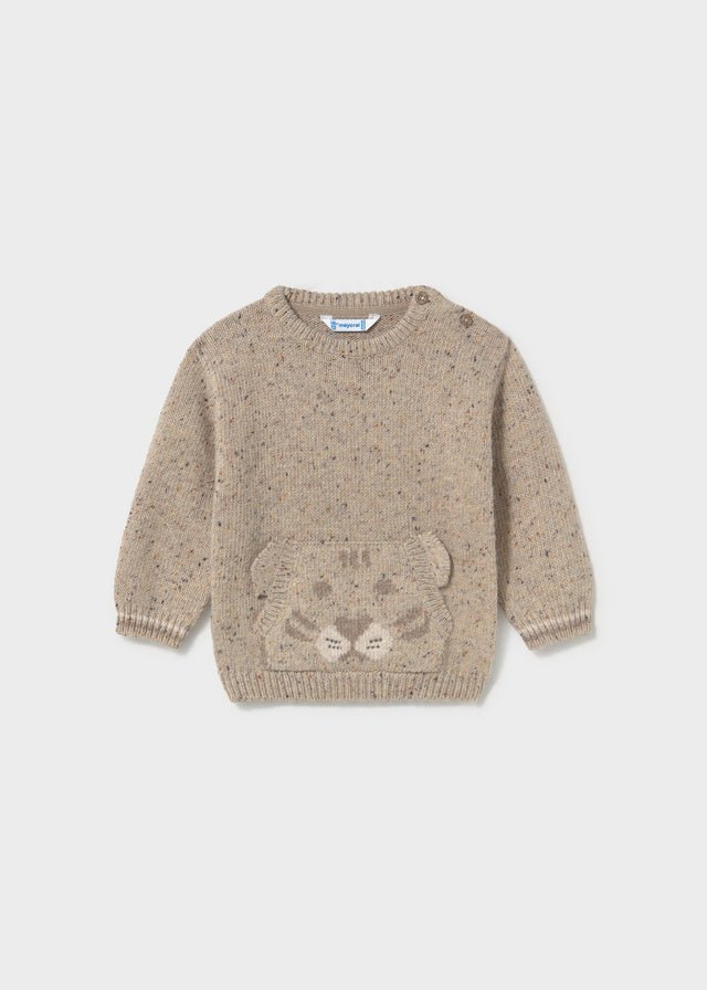 MAGLIONE IN FILATO CALDO BEIGE CON TIGROTTO - Noi da piccoli