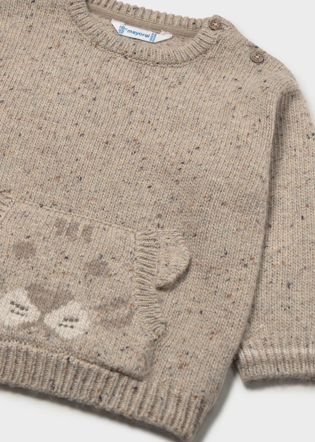 MAGLIONE IN FILATO CALDO BEIGE CON TIGROTTO - Noi da piccoli