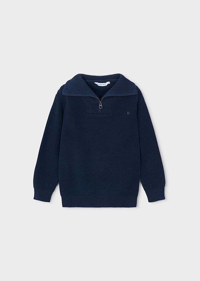 Maglione in Filato Caldo Blu con Collo Risvoltabile Mayoral