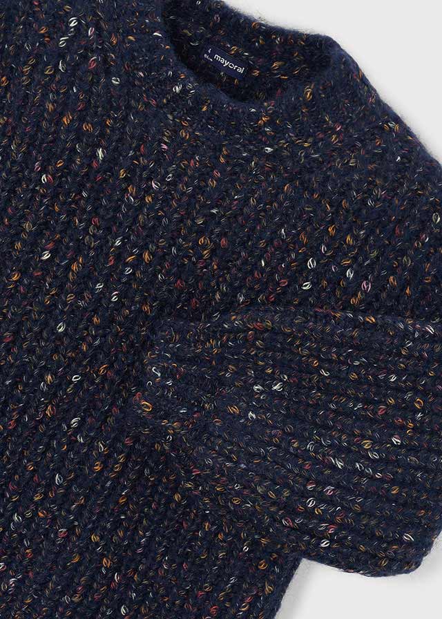 MAGLIONE IN FILATO CALDO BLU EFFETTO TWEED - Noi da piccoli