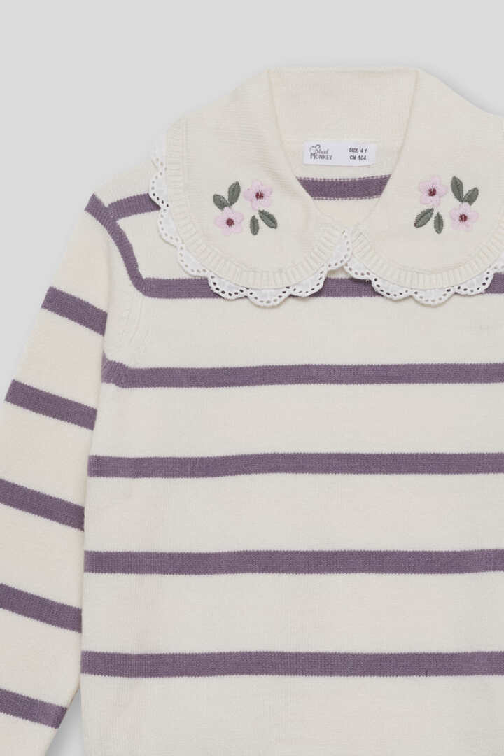 MAGLIONE IN FILATO CALDO CON COLLETTO FLOREALE LILLA - Noi da piccoli