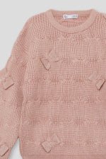MAGLIONE IN FILATO CALDO CON FIOCCHETTI ROSA - Noi da piccoli