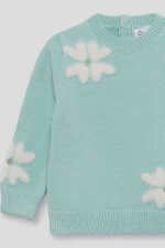 MAGLIONE IN FILATO CALDO CON MARGHERITE VERDE ACQUA - Noi da piccoli
