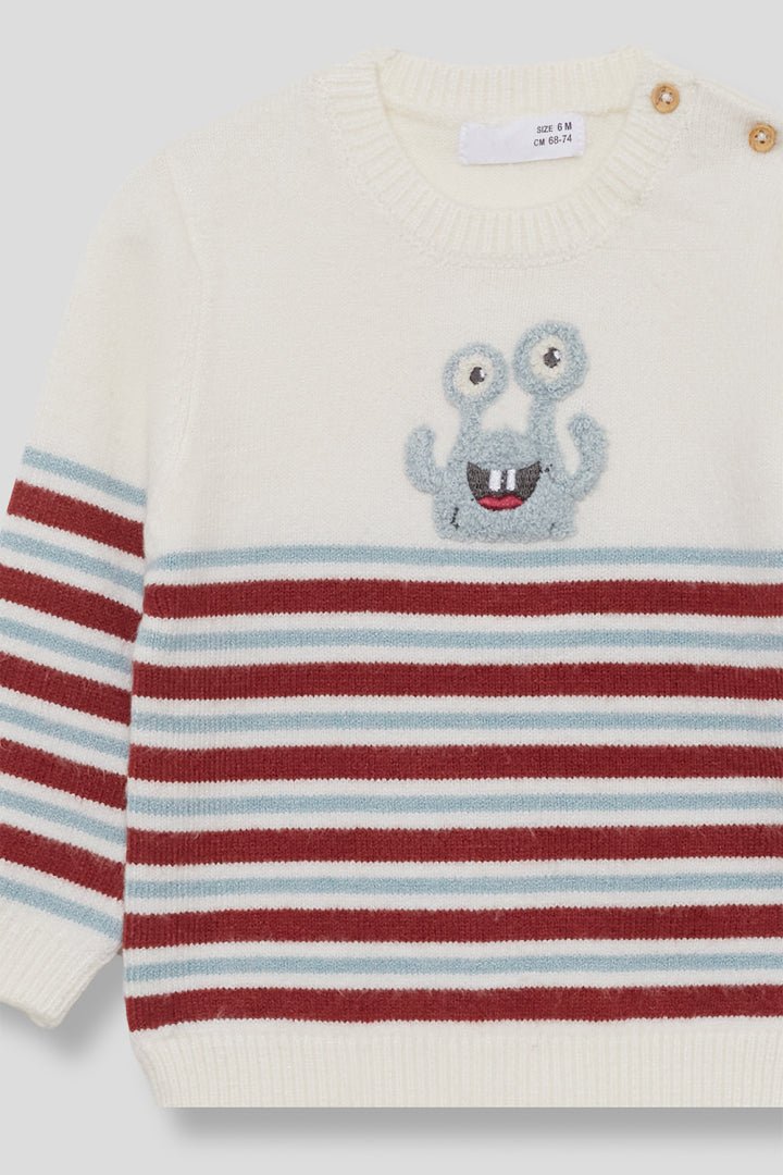 MAGLIONE IN FILATO CALDO CON PUPAZZETTO AZZURRO CRUDO - Noi da piccoli