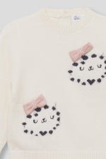 MAGLIONE IN FILATO CALDO CON TENERE APPLICAZIONI PANNA - Noi da piccoli